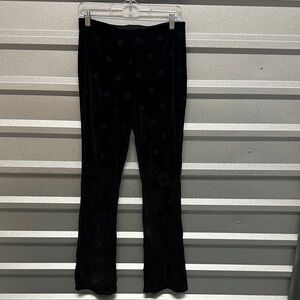 Free People Crushed Velvet Floral Whimsigoth Fairy Grunge Flare Stretch Pant SM